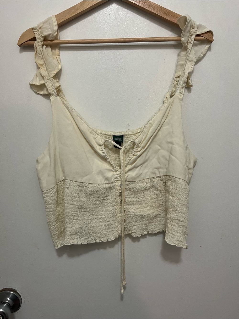 Wild Fable Smocked Ruffle Crop Tank Top
